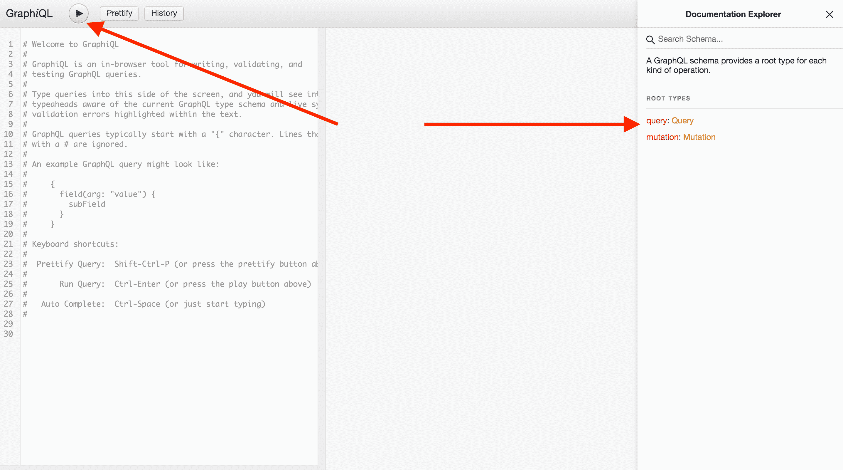 GraphiQL interface